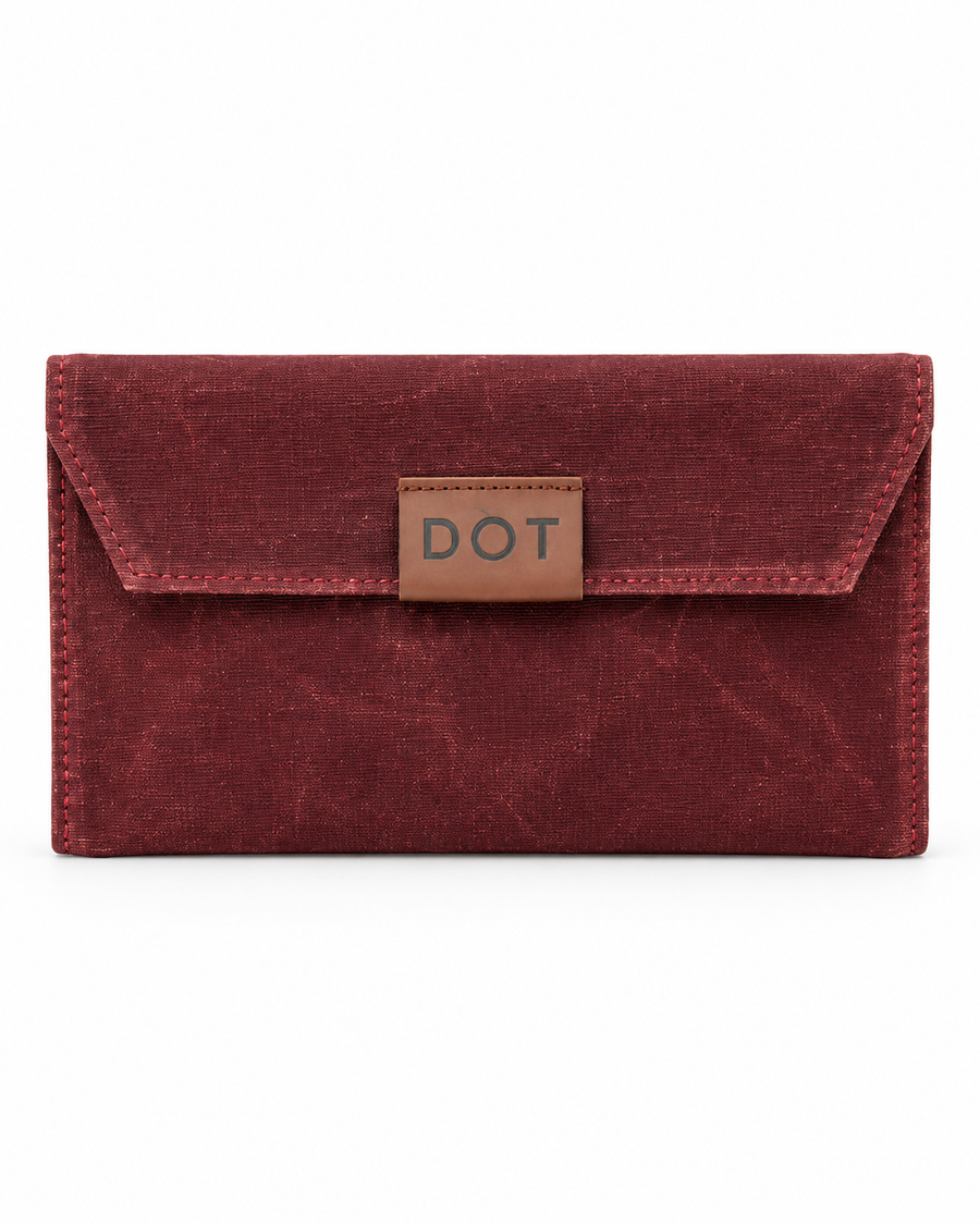 Studio Case waxed canvas pencil case in Campfire, closed