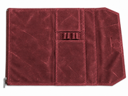 Studio Case waxed canvas pencil case in Campfire, open flat showing interior pen loops and card pocket