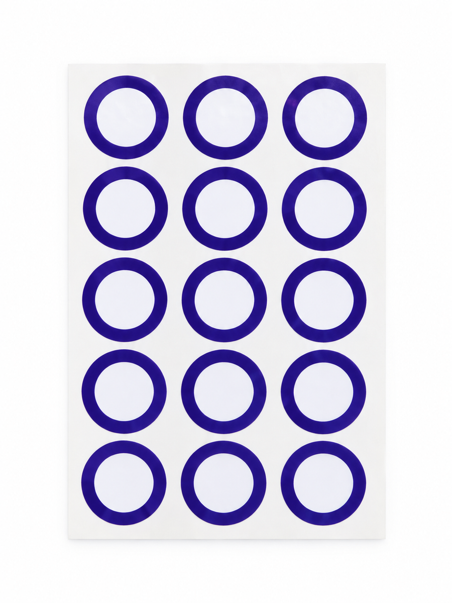 Sheet of Dusk DOT page tags, purple adhesive tracking stickers for DOT notebook pages