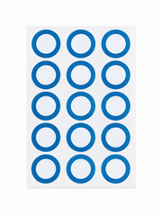 Sheet of Glacier DOT page tags, blue adhesive tracking stickers for DOT notebook pages