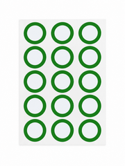 Sheet of Spruce DOT page tags, green adhesive tracking stickers for DOT notebook pages